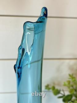 L. E. Smith Peacock Blue Swung Stretch Tri-footed 3 Toe Smoothie Vase 14.25