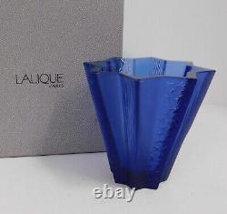 LALIQUE STELLA Sapphires ART GLASS Vase Frosted