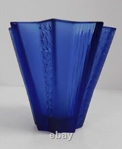 LALIQUE STELLA Sapphires ART GLASS Vase Frosted