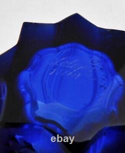 LALIQUE STELLA Sapphires ART GLASS Vase Frosted