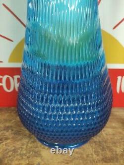 LE SMITH Swung Glass Floor Vase AQUA BLUE Nubby-Butt Hobnail Base Appro 34 TALL