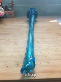 LE SMITH Teal Art Glass Vase 21 Stunning. 3-2-G