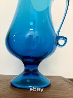 LE Smith 19.25 Blue Simplicity Swung Glass Footed Pitcher Vase
