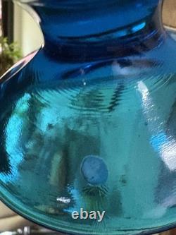 LE Smith 19.25 Blue Simplicity Swung Glass Footed Pitcher Vase