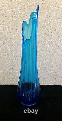 LE Smith Column Blue Vase 20 1/2 Tall, Vintage