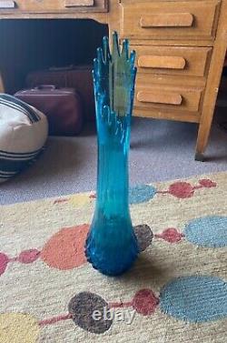 LE Smith Glass Blue Swung Stretch Vase Over 26 MCM