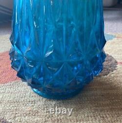 LE Smith Glass Blue Swung Stretch Vase Over 26 MCM