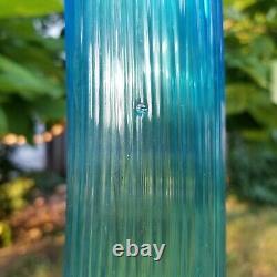 LE Smith Glass Swung Vase Blue Simplicity 18 Thousand Eye Pattern 1960s MCM