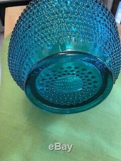 LE Smith Huge Architectural 34 Swung Stretch Blue Green Hobnail MidCentury Vase