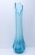 LE Smith Mid Century Art Glass Fat Bottom Swung Glass Vase Peacock Blue A