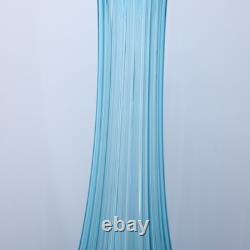 LE Smith Mid Century Art Glass Fat Bottom Swung Glass Vase Peacock Blue A