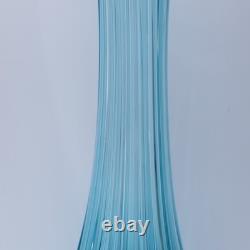 LE Smith Mid Century Art Glass Fat Bottom Swung Glass Vase Peacock Blue A