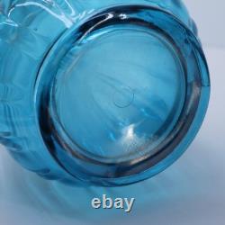 LE Smith Mid Century Art Glass Fat Bottom Swung Glass Vase Peacock Blue A