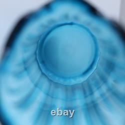 LE Smith Mid Century Art Glass Fat Bottom Swung Glass Vase Peacock Blue A