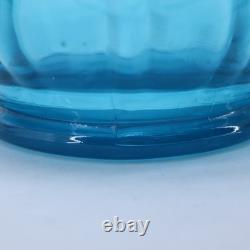 LE Smith Mid Century Art Glass Fat Bottom Swung Glass Vase Peacock Blue A