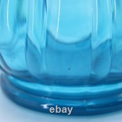 LE Smith Mid Century Art Glass Fat Bottom Swung Glass Vase Peacock Blue A