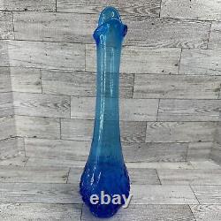 LE Smith OVG Fenton Cobalt Ice Blue Swung Vase Diamond Pedestal 13.5 Read