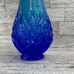 LE Smith OVG Fenton Cobalt Ice Blue Swung Vase Diamond Pedestal 13.5 Read