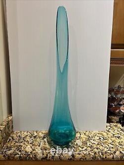 LE Smith Peacock Blue Fat Bottom Smoothie Swung Vase, Amazing 28.5 with 13 mouth
