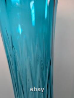LE Smith Swung 22 1/2 H Vintage MCM Thousand Eyes Peacock Blue Swung Glass Vase