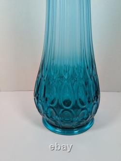 LE Smith Swung 22 1/2 H Vintage MCM Thousand Eyes Peacock Blue Swung Glass Vase