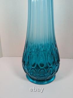 LE Smith Swung 22 1/2 H Vintage MCM Thousand Eyes Peacock Blue Swung Glass Vase