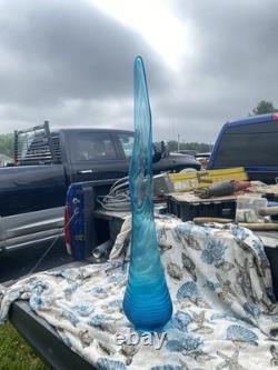 LE Smith Swung Glass Floor Vase 42 Peacock blue
