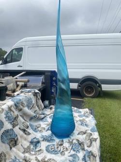 LE Smith Swung Glass Floor Vase 42 Peacock blue