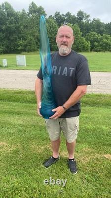 LE Smith Swung Glass Floor Vase 42 Peacock blue
