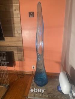 LE Smith Swung Glass Floor Vase 42 Peacock blue