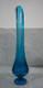 LE Smith Swung Vase Peacock Blue Footed Ribbed Glass 16.5 Tall