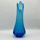 LE Smith Swung Vase Simplicity Blue Ribbed Glass 19 Floor MCM Fat Bottom VTG LG