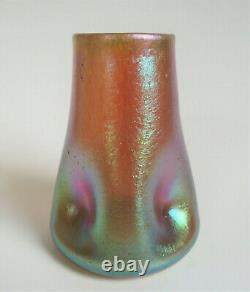 LOETZ Candia Silberiris 4 Gold Blue IRIDESCENT Art Glass PINCHED Nouveau VASE