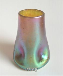 LOETZ Candia Silberiris 4 Gold Blue IRIDESCENT Art Glass PINCHED Nouveau VASE