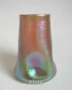 LOETZ Candia Silberiris 4 Gold Blue IRIDESCENT Art Glass PINCHED Nouveau VASE