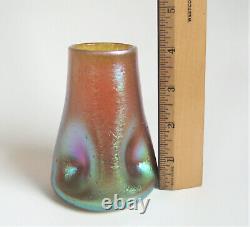 LOETZ Candia Silberiris 4 Gold Blue IRIDESCENT Art Glass PINCHED Nouveau VASE