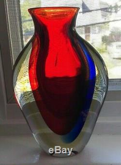 LUIGI ONESTO Italy Art Glass Vase 8.5 VETRO ARTISTCO MURANO sommerso 4 shades