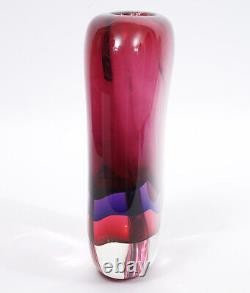 LUIGI ONESTO Murano Italy Art Glass Multi-Color Vase- 9.25 High