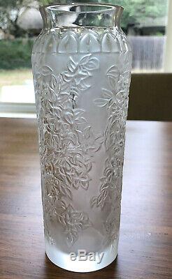 Lalique Bougainvillier Blossom Bud Crystal Vases, Clear and Blue