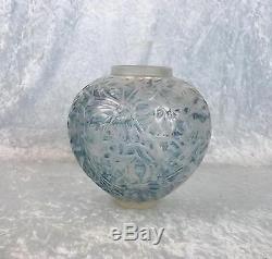 Lalique Gui Opalescent Glass Vase With Blue Staining No. 948 C1930