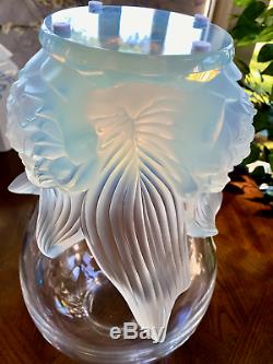 Lalique Opalescent Peonies Vase Mint Numbered Limited Edition with Box