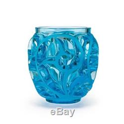 Lalique Tourbillions Vase Crystal Blue Frosted France Box Glass Signed New Box