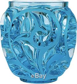 Lalique Tourbillons Vase Crystal BLUE fern blossom Bowl New Box AUTHENTIC