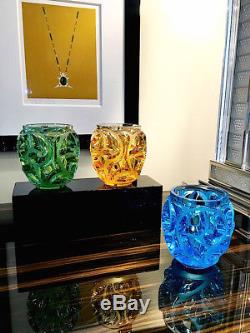 Lalique Tourbillons Vase Crystal BLUE fern blossom Bowl New Box AUTHENTIC