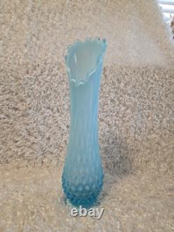 Large 15 Fenton Blue Opalescent Hobnail MCM Swung Glass Vase