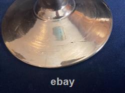 Large 15 Tall Vintage Venetian Blue Opaline Glass Vase Gold Encrusted & Floral