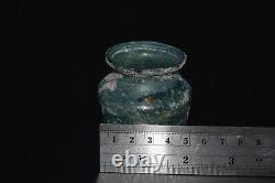 Large Ancient Roman Glass Pot Vase With Blue Patina Circa 2nd Century AD
