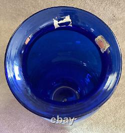 Large Blenko Handcraft Glass Vase Cobalt Blue- 15.5 Tall