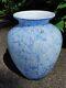 Large Blue And White Tarnowiec Polish Hand Blowb Heavy Glass Vase