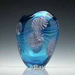 Large Blue Murano Barovier Toso Glass Vase c1980